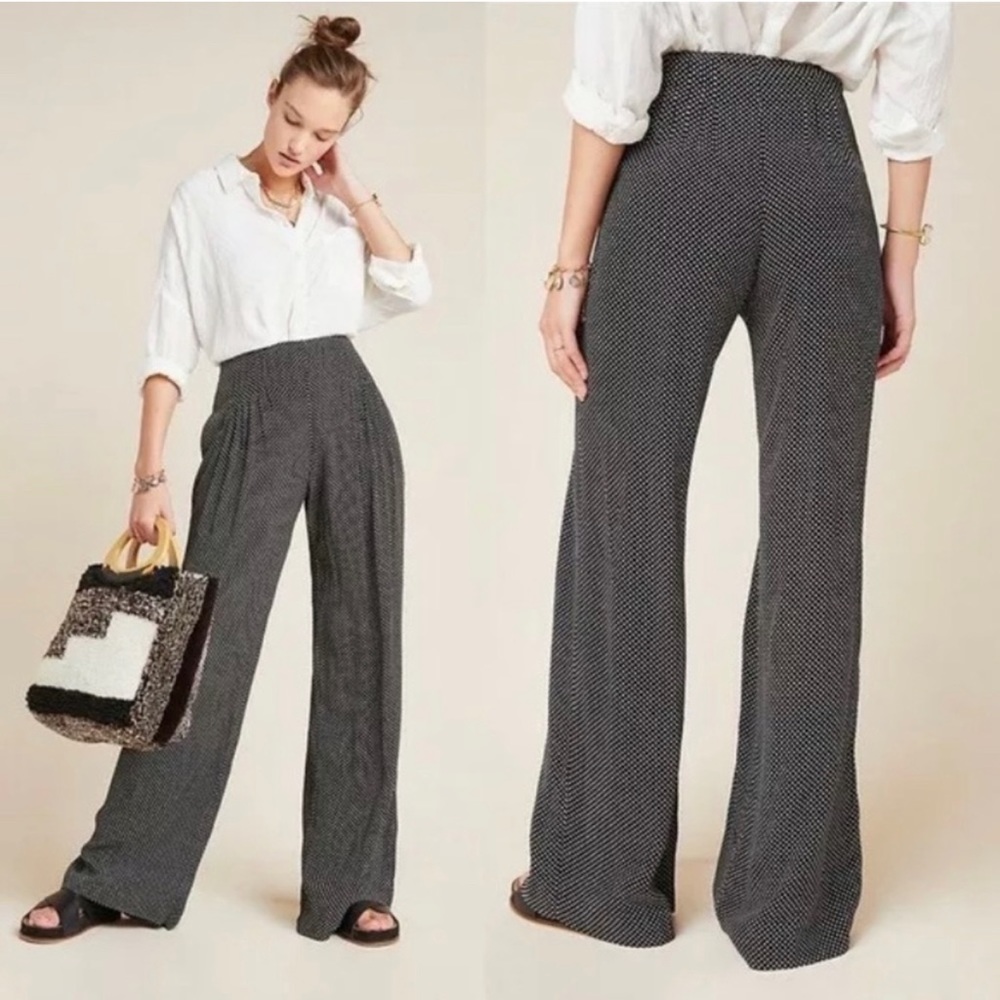 Anthropologie Maeve Cabo wide leg polka dot pants size 2